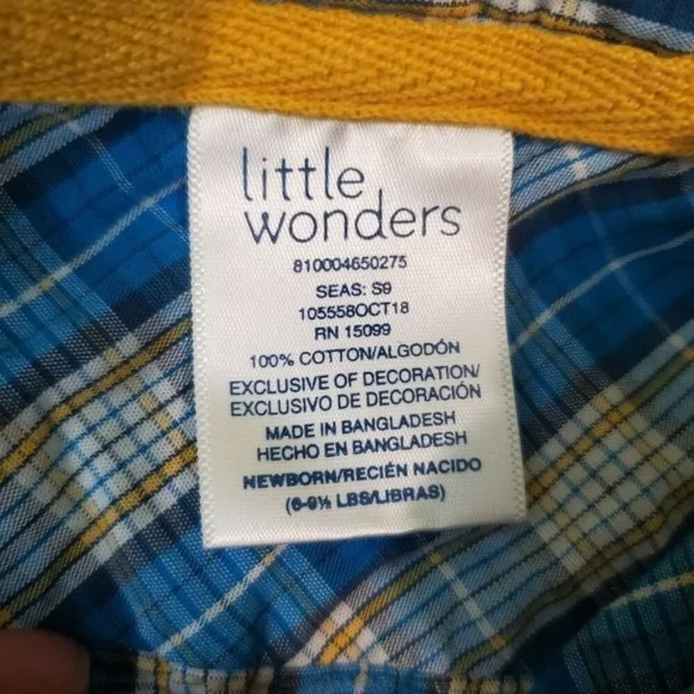 Little Wonders Newborn Matching set Shirt & Dress Pants 100%‎ Cotton